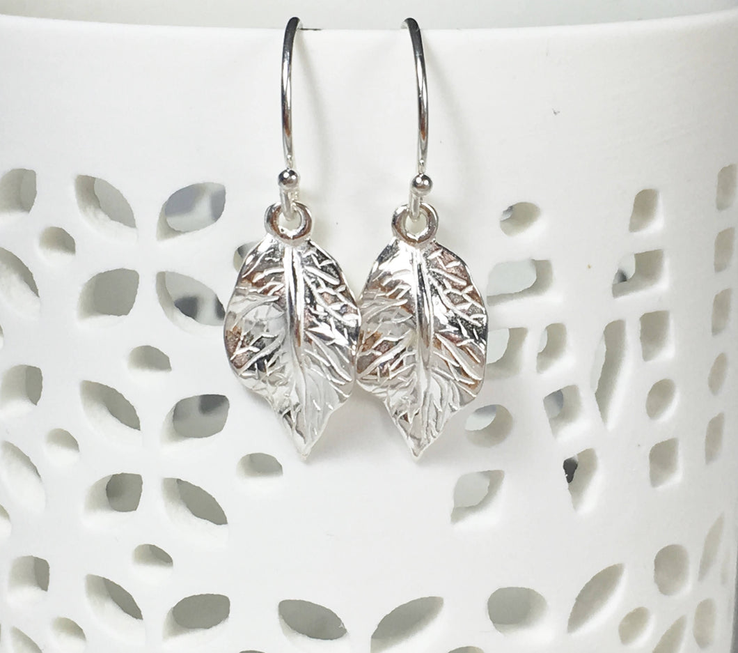 Silver Leaf Dangle Earrings - MiShelli