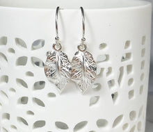 Load image into Gallery viewer, Silver Leaf Dangle Earrings - MiShelli