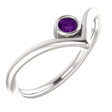 Load image into Gallery viewer, Amethyst Chevron Stacking Ring - MiShelli