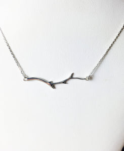 Branch Bar Necklace .925 Sterling Silver, Twig Pendant - MiShelli