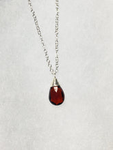 Load image into Gallery viewer, Garnet Solitaire Necklace, January Birthstone - MiShelli