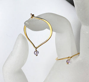Amethyst Earrings, Gold Vermeil Hoop Ear Wires - MiShelli