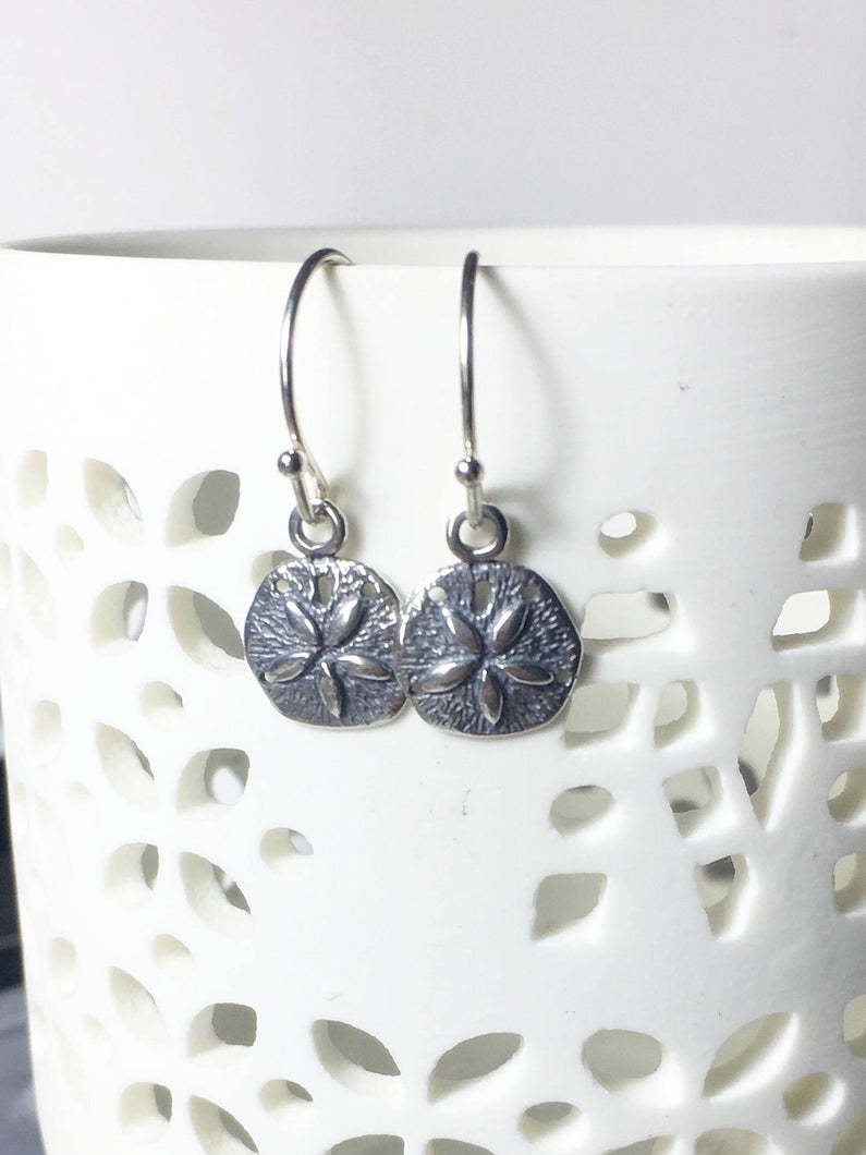 Silver Sanddollar Drop Earrings - MiShelli