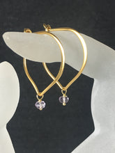 Load image into Gallery viewer, Amethyst Earrings, Gold Vermeil Hoop Ear Wires - MiShelli