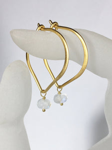 Moonstone Hoop Earrings, Gold Vermeil Lotus Petals - MiShelli