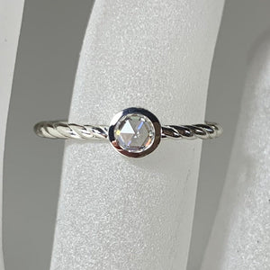 Rose Cut Forever One Moissanite Stacking Ring, Rope Band - MiShelli