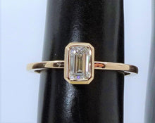 Load image into Gallery viewer, Moissanite Emerald Cut &quot;Forever One&quot; 14K Gold Ring, Yellow, White, Rose Gold, Non Traditional Engagement Ring - MiShelli