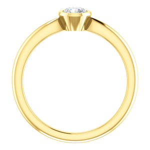 Rose Cut Moissanite 14K Gold Low Profile Bezel Ring, Forever One, Solitaire, Classic, Diamond Alternative - MiShelli