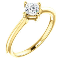Load image into Gallery viewer, Moissanite &quot;Forever One&quot; Solitaire 14K Gold Ring, Square Cut, Prong Setting, Charles &amp; Colvard Moissanite Gemstone - MiShelli