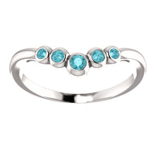 Load image into Gallery viewer, Blue Zircon 14K Gold, Graduated Contour Band - MiShelli