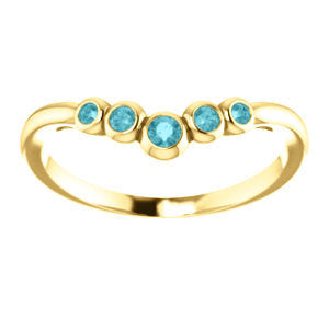 Blue Zircon 14K Gold, Graduated Contour Band - MiShelli