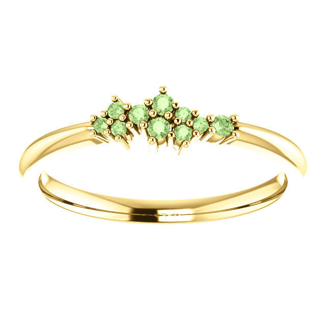 Green Apple Diamond Cluster Ring, Diamond Stacking Ring, 14k Gold, Low Profile, Non Traditional - MiShelli