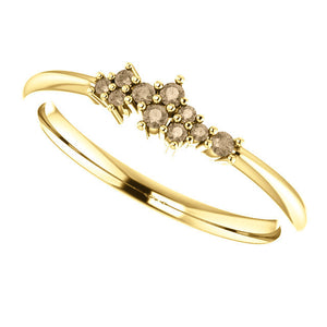 Light Brown Diamond Cluster Ring, Diamond Stacking Ring, 14k Gold, Low Profile, Non Traditional - MiShelli