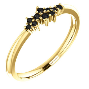14K Gold Black Diamond Cluster Stacking Ring - MiShelli