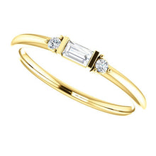 Load image into Gallery viewer, Diamond Baguette Mini Stacking Ring, 14K Gold, Birthstone Band - MiShelli