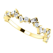 Load image into Gallery viewer, Diamond Baguette Anniversary Band 14K Gold Ring, Whimsical Birthstone Ring, Baguette Diamonds, 14K/18K Gold - MiShelli