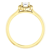 Load image into Gallery viewer, Moissanite Diamond Halo Ring, Vintage Style, 14K Yellow Gold - MiShelli