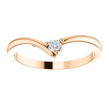 Load image into Gallery viewer, Dainty Diamond &quot;V&quot; Ring, 14K Gold, Diamond Contour Band, 18K Gold Stacking Ring, April Birthstone, MiShelli - MiShelli