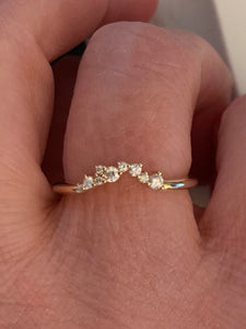 Cluster Ring 14K Gold, Diamond Stacking Ring, Wedding Band, Ring Wrap, 14k Gold - MiShelli