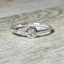 Load image into Gallery viewer, Rose Cut Forever One Moissanite Stacking Ring, Rope Band - MiShelli