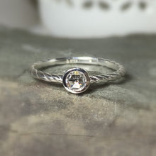 Load image into Gallery viewer, Rose Cut Forever One Moissanite Stacking Ring, Rope Band - MiShelli
