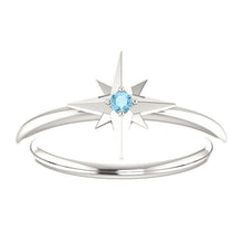 Load image into Gallery viewer, Silver Aquamarine Star Ring - MiShelli