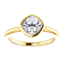 Load image into Gallery viewer, Moissanite Cushion 14k Gold, Princess Cut &quot;Forever One&quot;, Engagement Ring, Made to Order, yellow, white, and rose gold - MiShelli
