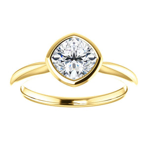Moissanite Cushion 14k Gold, Princess Cut "Forever One", Engagement Ring, Made to Order, yellow, white, and rose gold - MiShelli