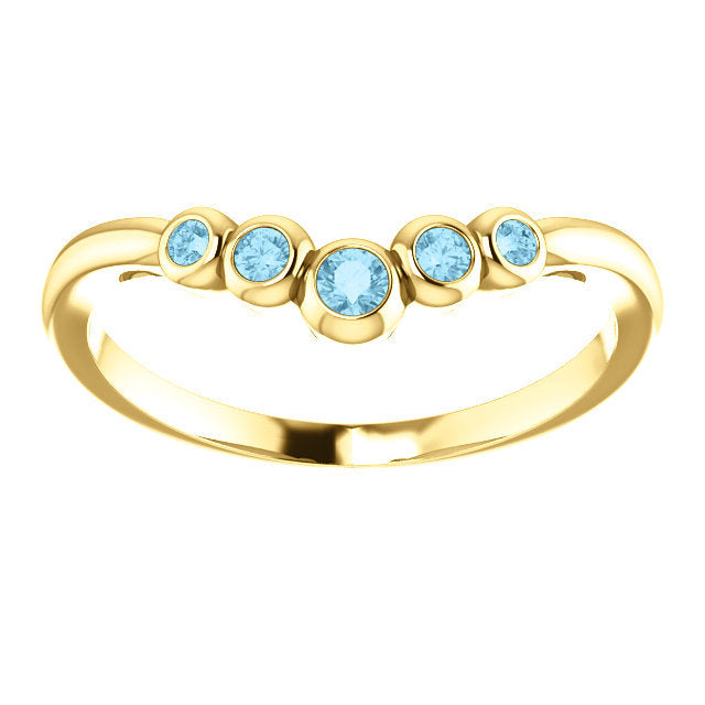 Aquamarine 14K Gold, Contour Stacking Ring - MiShelli