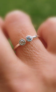 Diamond Ring, Dual Stone 14K Gold Diamond Stacking Ring, April Birthstone - MiShelli