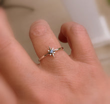 Load image into Gallery viewer, Silver Aquamarine Star Ring - MiShelli