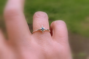 Silver Aquamarine Star Ring - MiShelli
