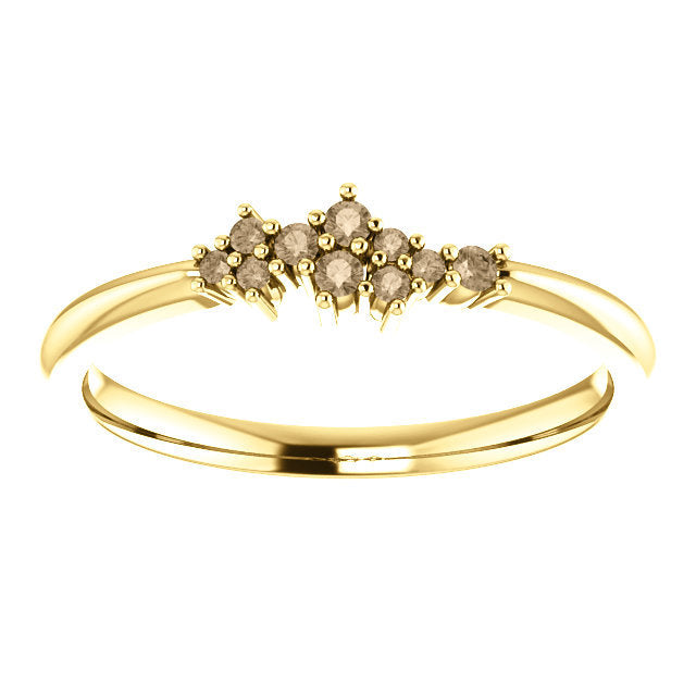 Light Brown Diamond Cluster Ring, Diamond Stacking Ring, 14k Gold, Low Profile, Non Traditional - MiShelli