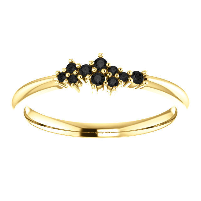 14K Gold Black Diamond Cluster Stacking Ring - MiShelli