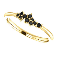 Load image into Gallery viewer, 14K Gold Black Diamond Cluster Stacking Ring - MiShelli