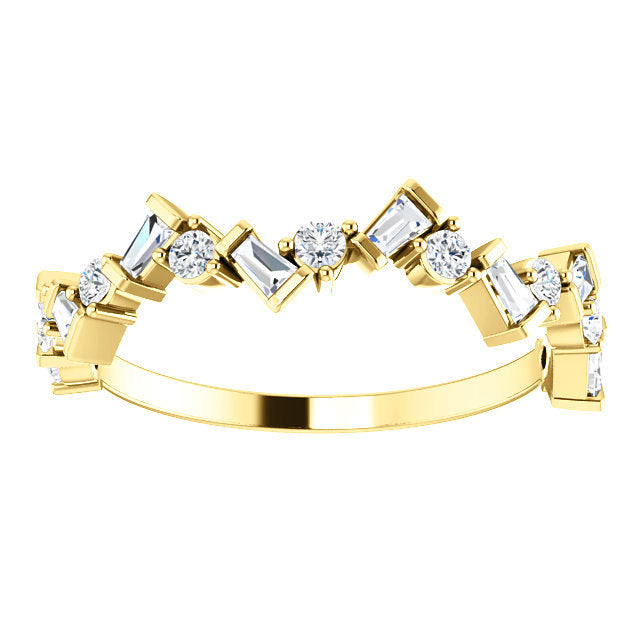 Diamond Baguette Anniversary Band 14K Gold Ring, Whimsical Birthstone Ring, Baguette Diamonds, 14K/18K Gold - MiShelli