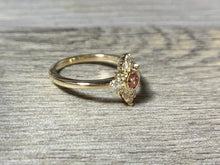 Load image into Gallery viewer, Champagne Sapphire Diamond Ring, Size 7.5 Diamond Cluster Princess Ring, 14K Gold - MiShelli