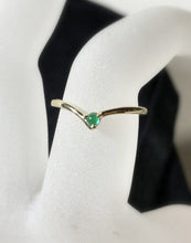 Load image into Gallery viewer, Emerald &quot;V&quot; Ring, 14K Gold, Size 7, Chevron Ring, Contour Band, 14k Gold Stacking Ring - MiShelli