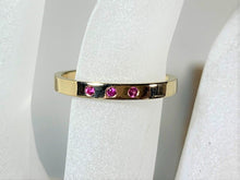Load image into Gallery viewer, Pink Sapphire Band, Size 7, Stacking Ring, 14k Yellow Gold Wedding Band, Birthstone Ring - MiShelli
