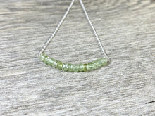 Load image into Gallery viewer, Green Tourmaline Bar Necklace, Layering Necklace, Gifts for Her, Chakra Gemstones, Healing Energies - MiShelli