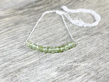 Load image into Gallery viewer, Green Tourmaline Bar Necklace, Layering Necklace, Gifts for Her, Chakra Gemstones, Healing Energies - MiShelli