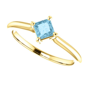 Aquamarine 14K Gold Ring, Size 7.25 - MiShelli