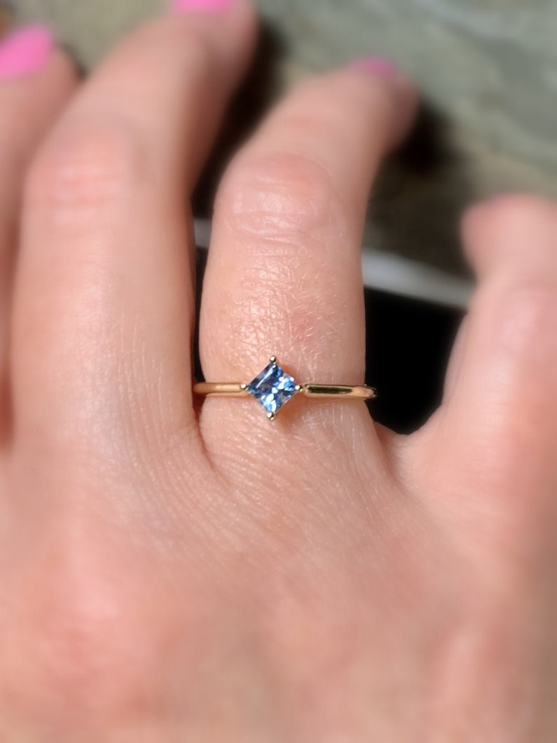 Aquamarine 14K Gold Ring, Size 7.25 - MiShelli