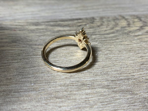 Champagne Sapphire Diamond Ring, Size 7.5 Diamond Cluster Princess Ring, 14K Gold - MiShelli