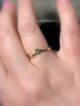 Load image into Gallery viewer, Emerald &quot;V&quot; Ring, 14K Gold, Size 7, Chevron Ring, Contour Band, 14k Gold Stacking Ring - MiShelli