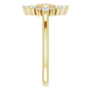 White Sapphire Diamond Cluster Gemstone Ring, 14K Bezel Set, Yellow, White, Rose Gold, Non Traditional Engagement, Cocktail Ring - MiShelli