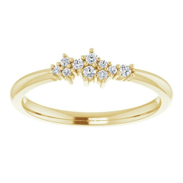 Diamond Cluster Stackable Ring, 14k Gold, Low Profile - MiShelli