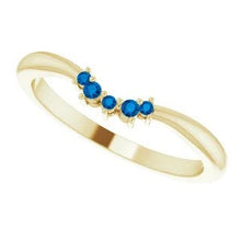 Load image into Gallery viewer, Ceylon Blue Sapphire Contour Band, 14K Gold, Low Profile, Stackable, Non Traditional Wedding, Multi Stone Band, Yellow, White, Rose Gold - MiShelli