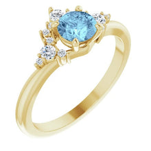 Load image into Gallery viewer, Aquamarine Halo Diamond Ring 14K Gold - MiShelli