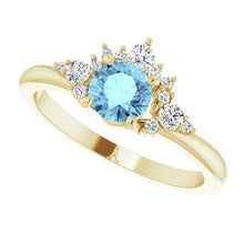 Load image into Gallery viewer, Aquamarine Halo Diamond Ring 14K Gold - MiShelli